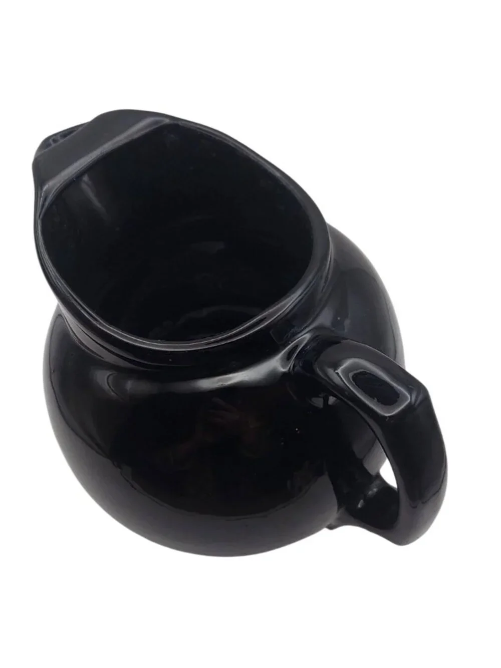 Beauceware Pottery Tilted Black Ball Pitcher Canada Vintage MCM Farmhouse